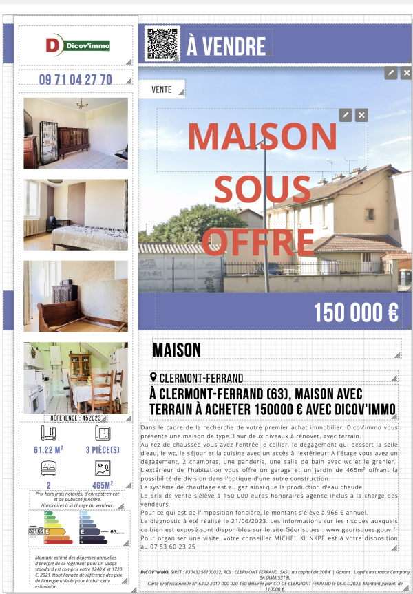 Offres de vente Maison Clermont-Ferrand 63100